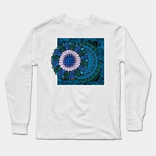 Blue zentagle flower Long Sleeve T-Shirt